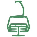 This is a green computer generated chair lift icon.