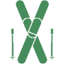 This is a computer generated green ski icon.