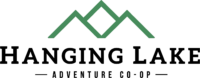 This computer generated Hanging Lake Adventure Co-op logo is black with Green Mountain with a transparent background.